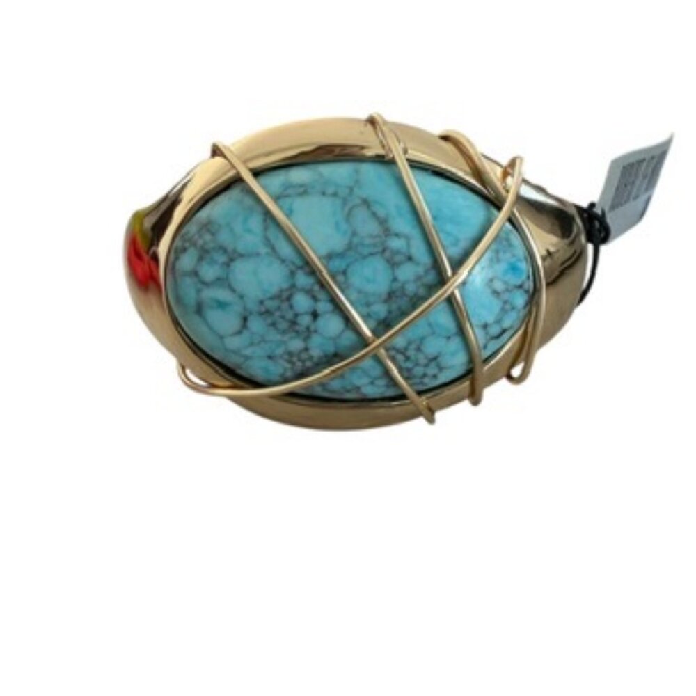 NWT Robert Lee Morris Soho Turquoise Stone Cuff Bracelet Gold Tone Wire